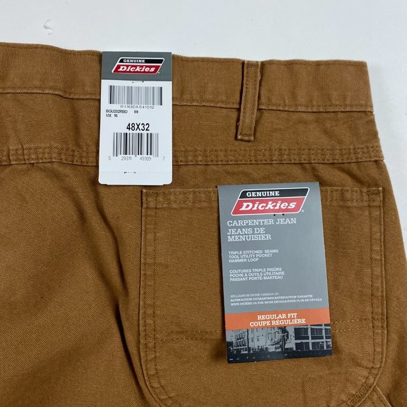NEW Dickies Carpenter Jean Pants Men's 48 x 32 Work Utility Brown Cotton Canvas - Picture 7 of 11